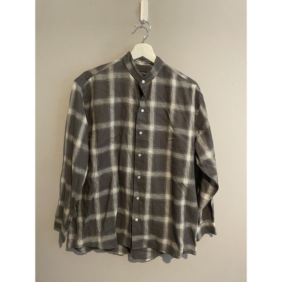 Peter‎ Elliot Shirt Men’s Large Button Up Linen Blend Long Sleeve Plaid - Picture 1 of 7